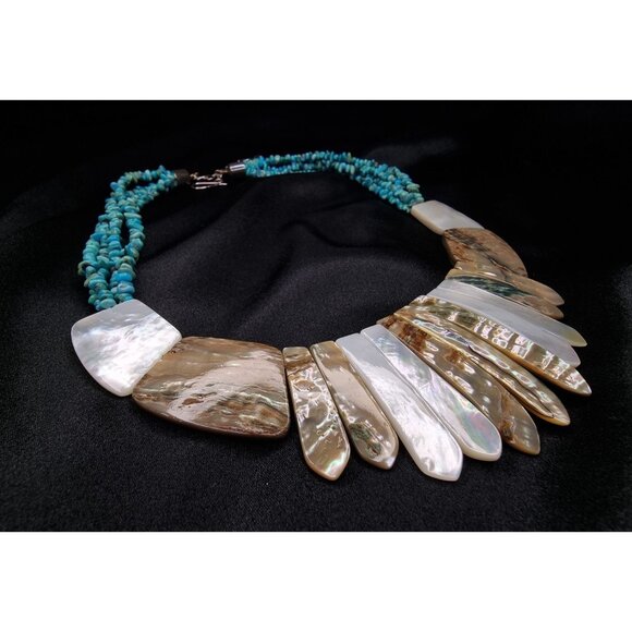 Jay King 925 Sterling Silver Turquoise & Mother Of Pearl Necklace - Picture 4 of 4